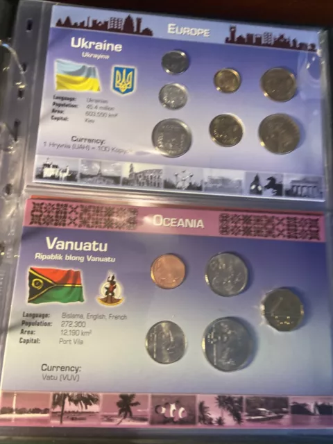 Littleton World Coin Mint Sets - Ukraine & Vanuatu- Lot of 2 Coin Sets