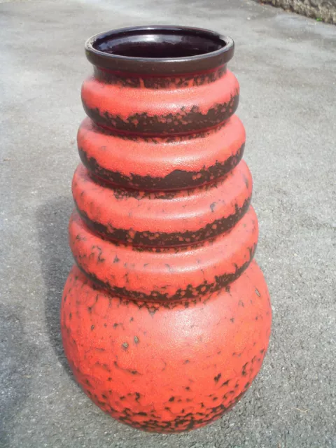 Scheurich Fat Lava Bodenvase Floor Vase Red German Pottery Rot