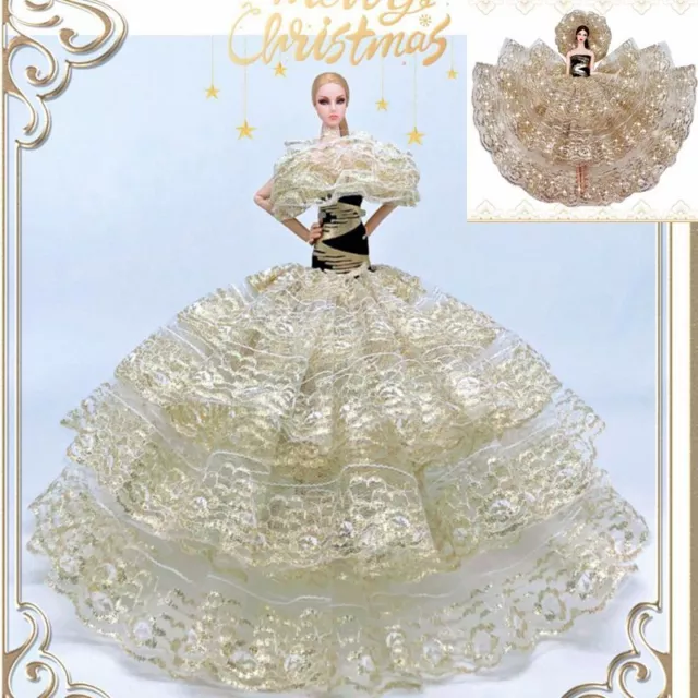Elegant Wedding Dress 1/6 Doll Clothes 11.5" Dolls Clothing Outfits Evening Gown