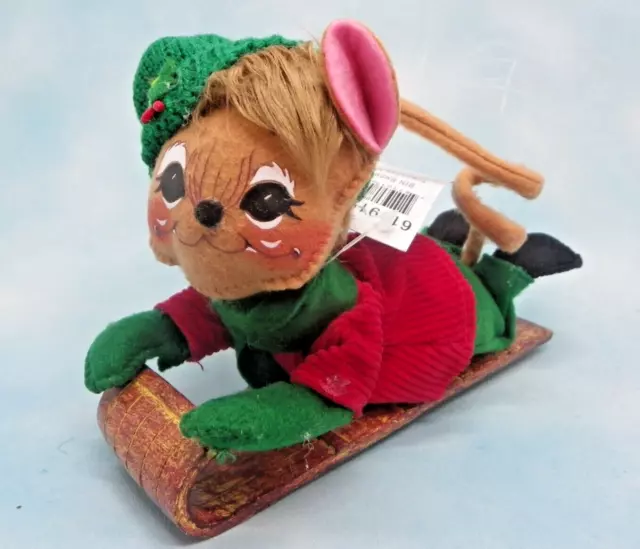 Annalee Doll 2019 Christmas 8 In. "Snow Fun Toboggan Mouse" #611919 New