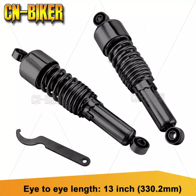 Pair 13" Black Rear Shocks Suspension for Harley Electra Glide Road King Trike