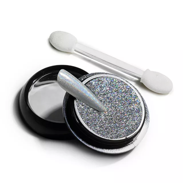 Shiny Silver Nail Glitter Powder Holographic Mirror Nail Art Chrome Pigment Dust