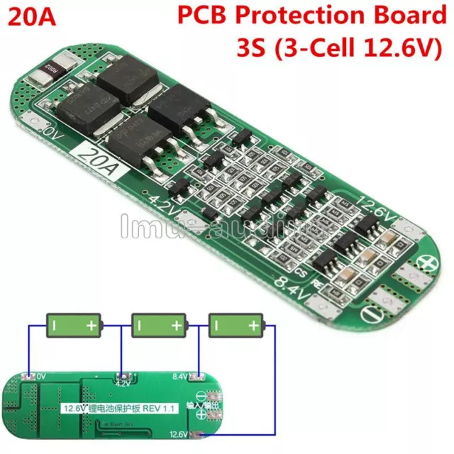 10PCS 3S 20A 18650 Li-ion Lithium Battery Cell PCB BMS Protection Board 12.6V
