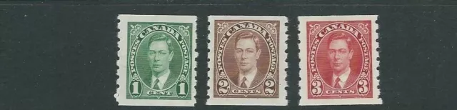 Canada 1940s KGVI Set Di 3 Bobina Francobolli (Scott 238-240 1c 2c E 3c) VF Mlh