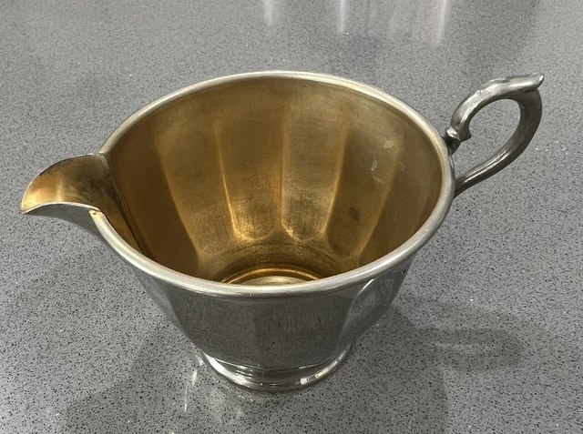 Vintage M Means B Best Silver Creamer (Manning - Bowman & Co) Brass? Interior