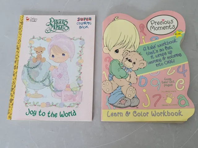 Precious Moments Coloring Book Learn & Color Workbook Lot of 2 Golden Books