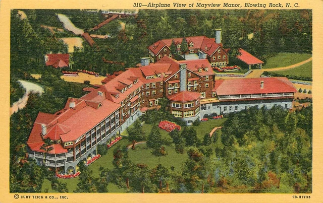 Postcard North Carolina Mayview Manor Airplane View Blowing Rock