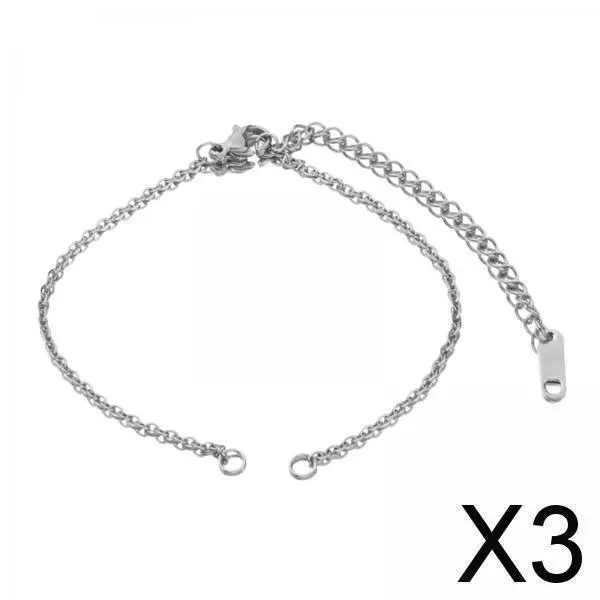 3X Collier Chaîne Extension Queue Avec Fermoir Homard Bracelet Couleur Acier