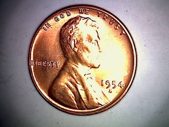 1954 S Lincoln Wheat Cent Penny Red Gem BU Brilliant Uncirculated----(RB)