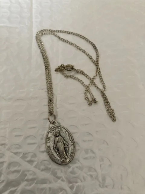 Vintage Kette Maria Devotionalien Miraculous Medal Most Blessed Virgin Mary