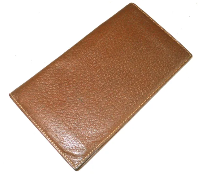 Vintage Gucci Brown Embossed Leather Skinny Bi-Fold Wallet/Document Holder- Rare