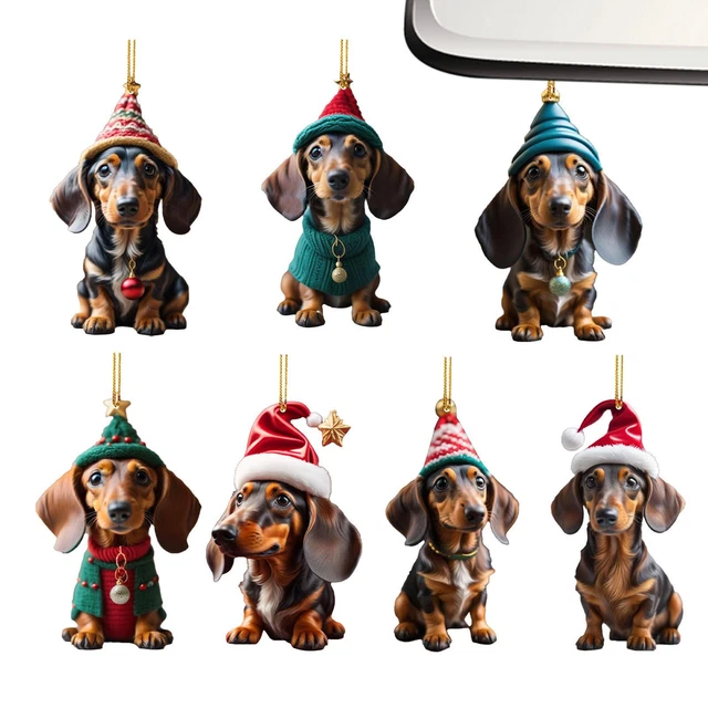 7 Stück Haustier-Weihnachtsanhänger, Katze, Hund, Auto, Dekoration, Anhänger,