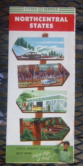 1954 Northcentral  United States road map Cities Service gas