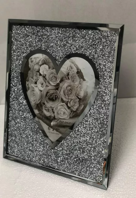 Crushed Jewel Crystel Heart Shape Frame photo Frame 8x10 inches picture frame