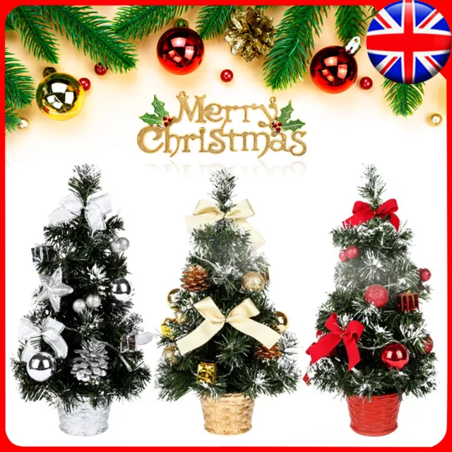Mini Christmas Tree with LED Lights Tabletop Ornaments Xmas Gift Home Decor