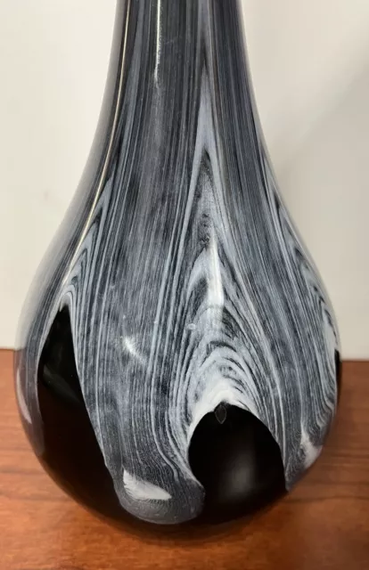 ZORZA ART HANDBLOWN GLASS Vase BLACK WHITE 19 1/2 Inches Tall Poland Gorgeous 3