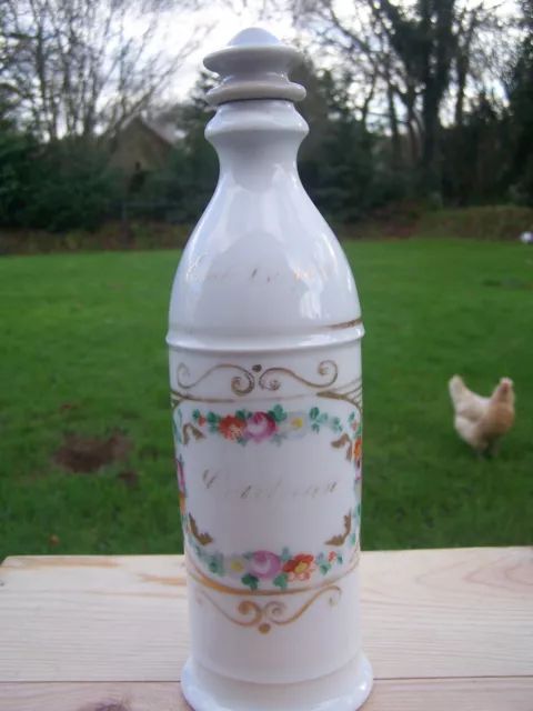 Rare Bouteille ancienne porcelaine peinte Chartreuse 19ème liqueur grande VEP