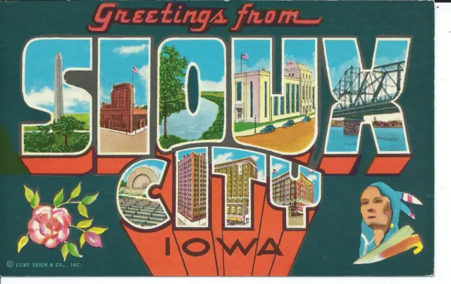 Greetings From Sioux City, Iowa. 1975 Large Letter Postcard. 