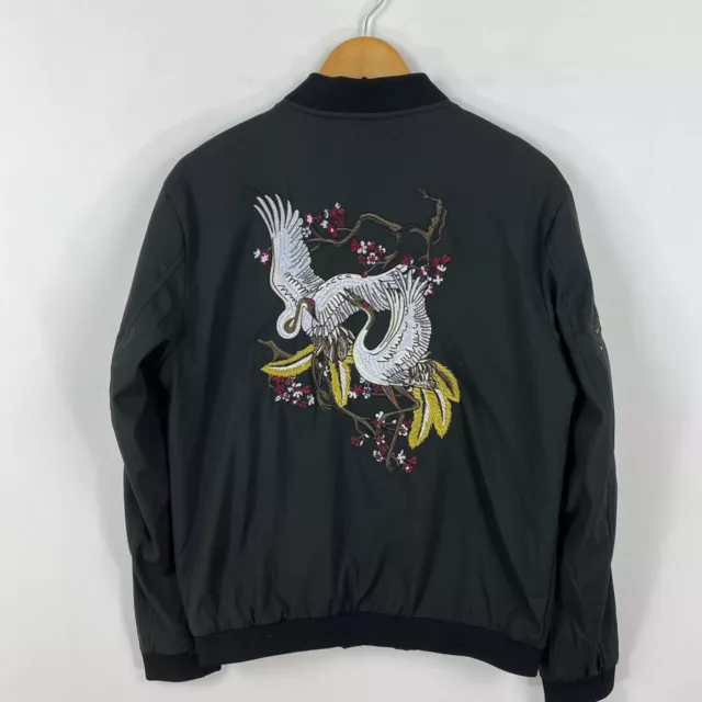 Flying cranes blossom embroidered vintage style bomber souvenir jacket size 10