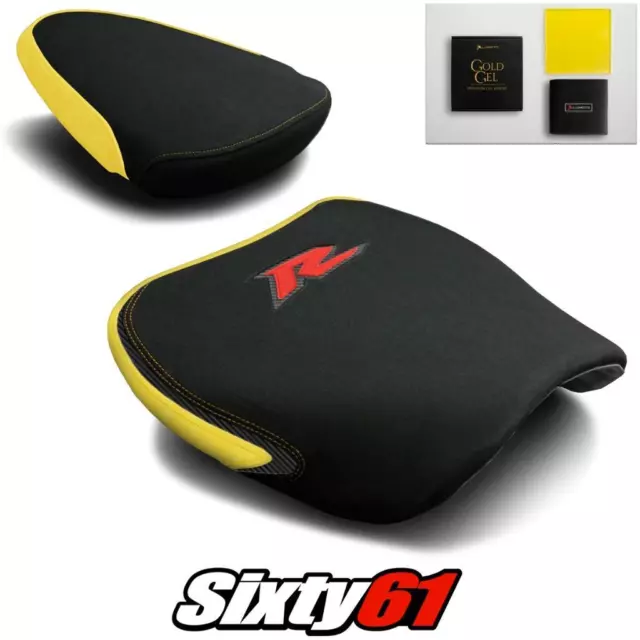 Suzuki TL1000R Seat Covers Gel 1998-2003 Yellow Red Logo Luimoto Tec-Grip Suede