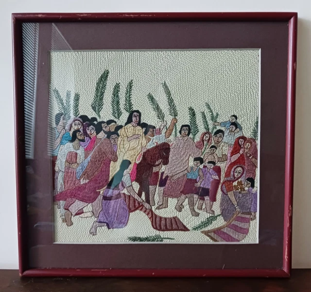 Vintage Hand Sewn Biblical Scene.