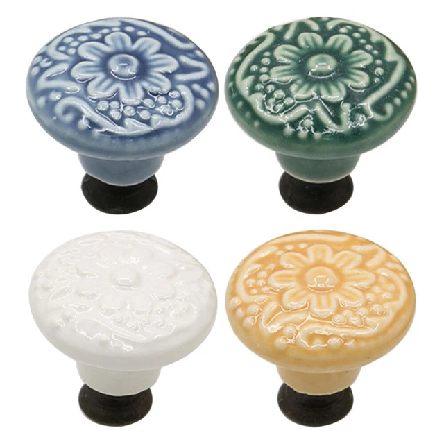4 PCS Furniture Knob Ceramic Handle White Drawers Exterior Doors 11