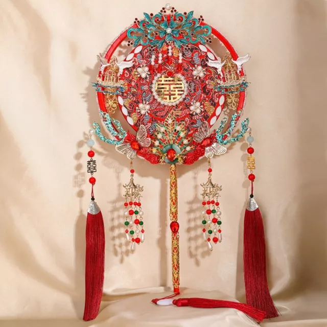 With Pendant Chinese Wedding Fan Tassels Embroidery Fan  Wedding