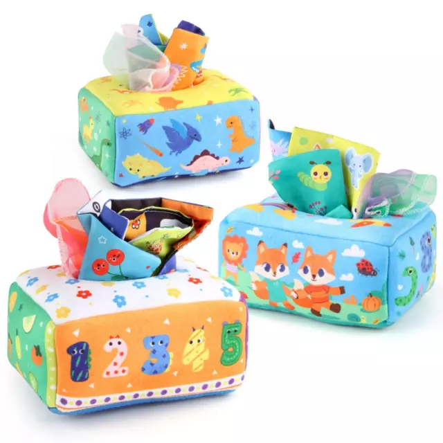 Tissue Box Pull Toy Sensory Toy Fine Motor Skills for Babies and Toddlers 6 to