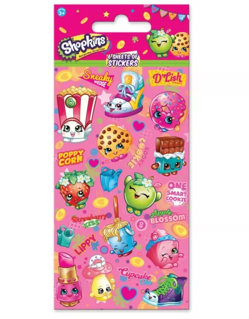 Shopkins Party Stickers 6 Sheet pack Official licensed product