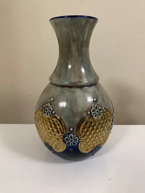 Art Nouveau Studio Pottery Vase Hand painted Ceramic .