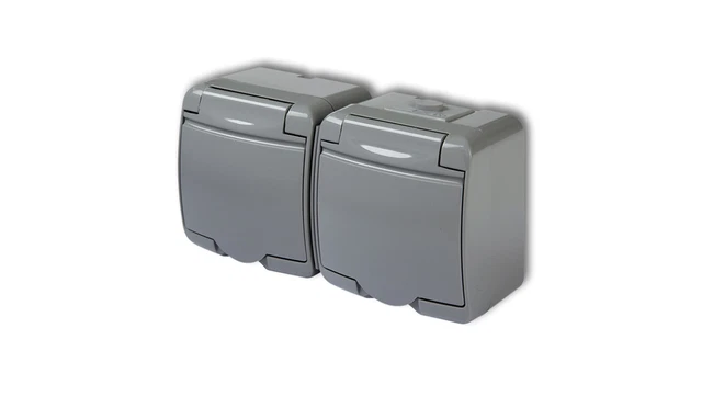 JUNIOR DOUBLE SOCKET w/u (gray cover) gray IP54 10GHE-2 /T2AU $29.32 ...
