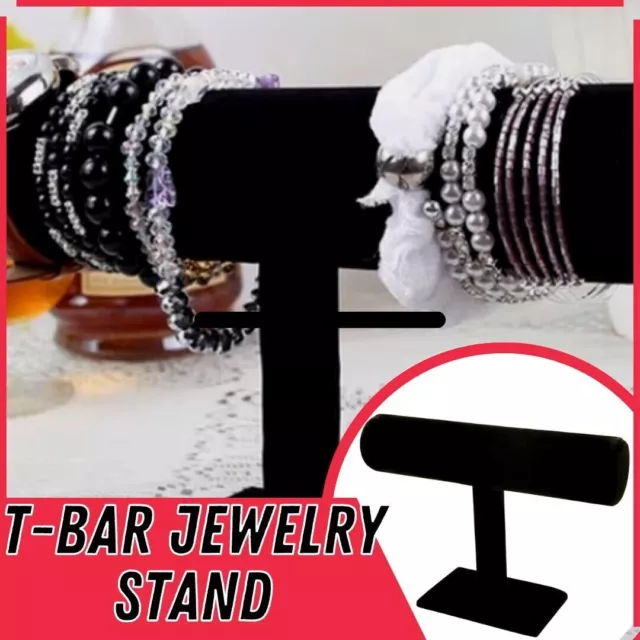 Velvet T-Bar Display Stand Holder Organizer Bracelet Jewelry Watch Headband