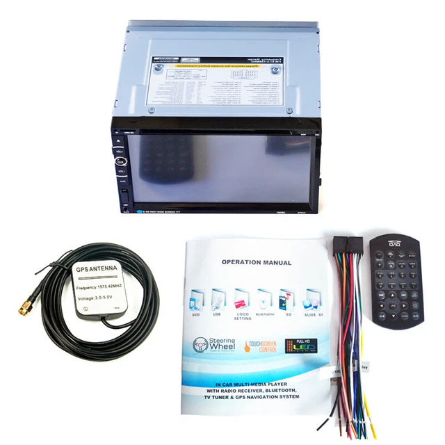 6.95"Car Stereo Bluetooth FM Radio 2Din CD DVD Player MirrorLink GPS Navi Part