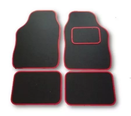 MORRIS MINOR (1969 on) UNIVERSAL Car Floor Mats Black & Red