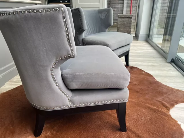 Grey Velvet Pair Armchairs