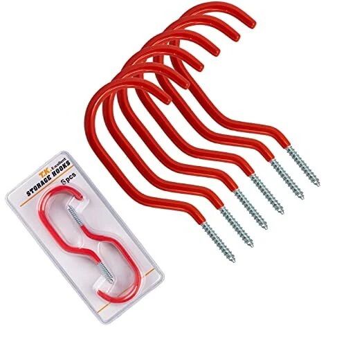 6 Pack Heavy Duty Large Screw HooksBike Storage Hooks Rack Set Kit for Garage...