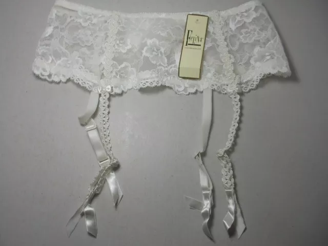 Felina Lingerie Vintage 90's Lace Bridal White Garter Belt #2579 P