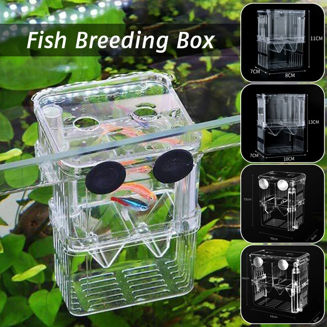 View of AQUARIUM FISH BOX Tank Guppy Breeding Newborn Net Trap Box Isolation ...