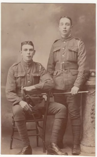 WW1 Era Studio Portrait Of 2 Corporals With Swagger Sticks RP PPC, Unused