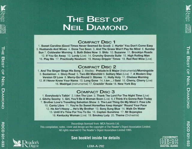(3CD's) Neil Diamond – The Best of Neil Diamond - I Am ... I Said, Shilo, u.a. 2
