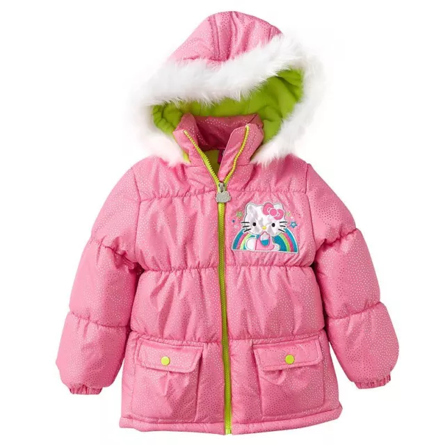 Hello Kitty Puffer Coat With Attached Hood ~ Size 2T ~ New With Tags