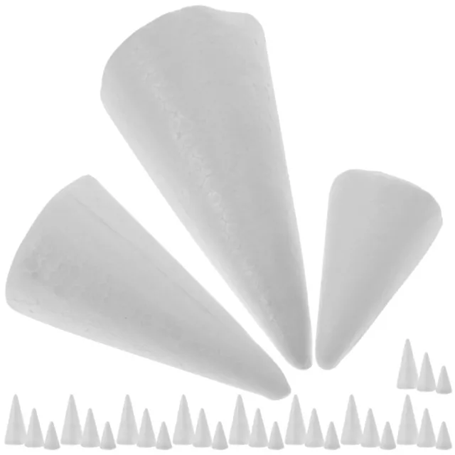SEWACC DIY Foam Cones for Crafts & Holiday Decor (30pcs, 7cm/10cm/15cm)-EQ