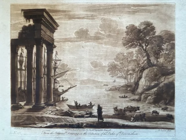 Richard Earlom after Claude Lorraine Sepia Mezzotint pub Boydell 1776 (No. 171)