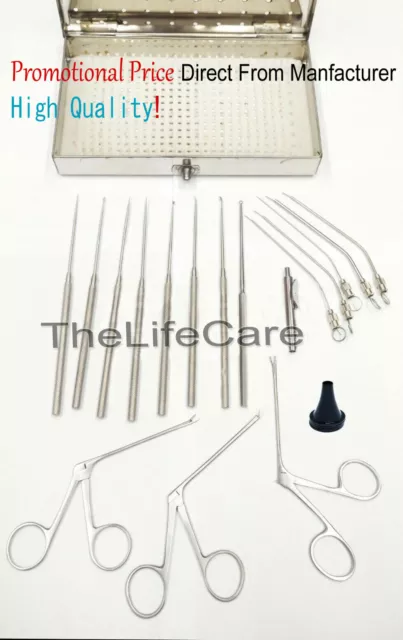 Myringotomy Instruments Set Of 15 Instruments For ENT Myringoplasty Surgical Kit
