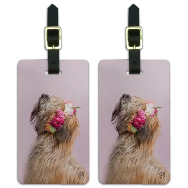 Soft Coated Wheaten Terrier Dog Flowers Luggage ID Tags Cards Set of 2