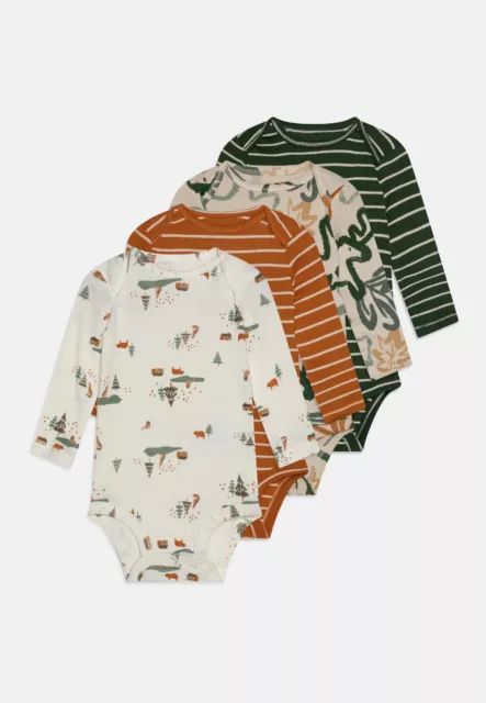 New Baby Boy Carter's 4-Pack Long Sleeve Woodland Print Bodysuits 3M-24M