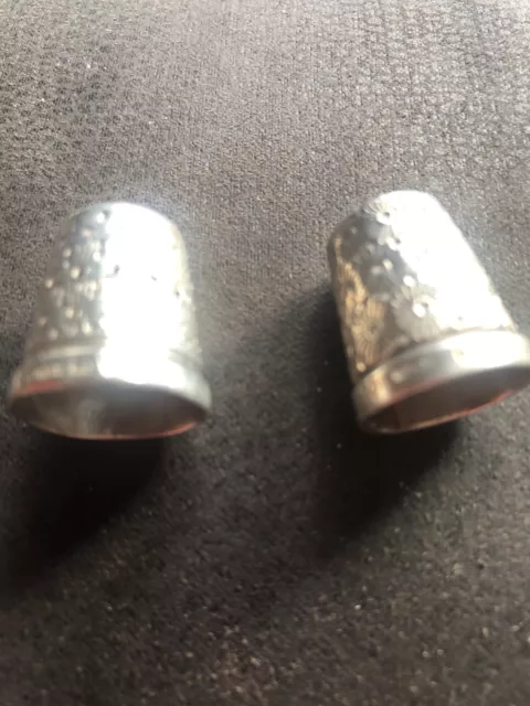 2 Antique Silver Hallmarked Thimbles