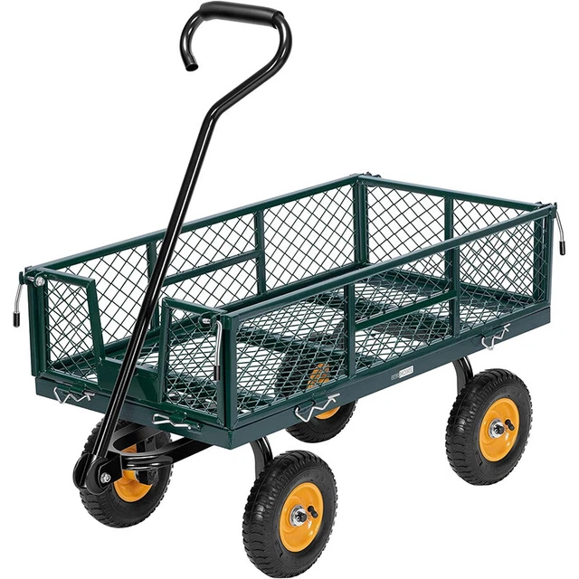 550LBS GARDEN CARTS HeavyDuty Yard Dump Wagon Cart Steel Lawn Utility