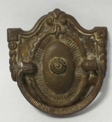 Antique Victorian Brass Single Post Drop Bail Drawer Cabinet Pull Decorative