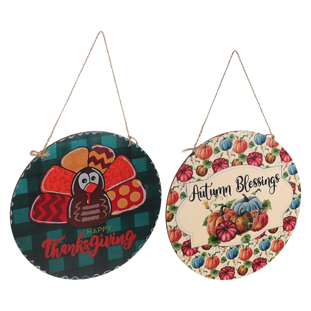2 piezas Corona Floral de Otoño Acción de Gracias Casa Número Corona Puerta Frontal Decoración